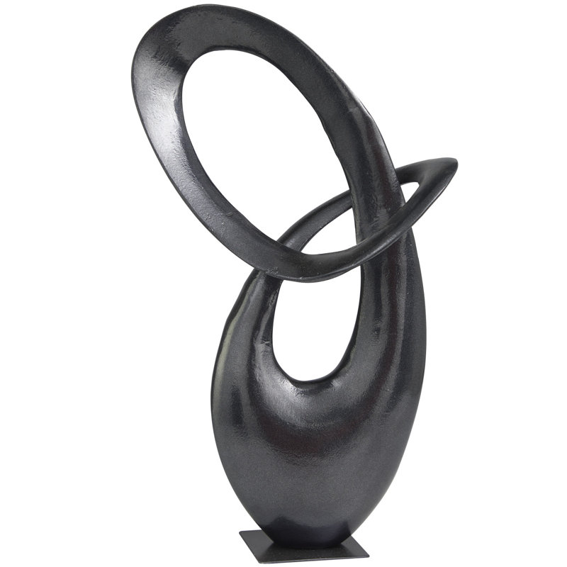 Sculpture abstraite moderne en aluminium massif Berdeen, H 17,1 po x l 9,35 po x P 6,35 po, Gris foncé