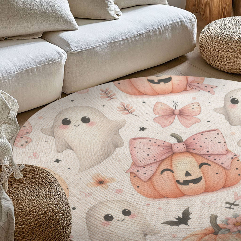 Tapis tressé Phantom Pumpkins, Rond 5 pi