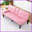 Canapé-lit convertible 2 places 67 pouces en PVC rose avec porte-gobelet 67 pouces - Compact pour appartements, dortoirs et amp; Petits bureaux, style moderne