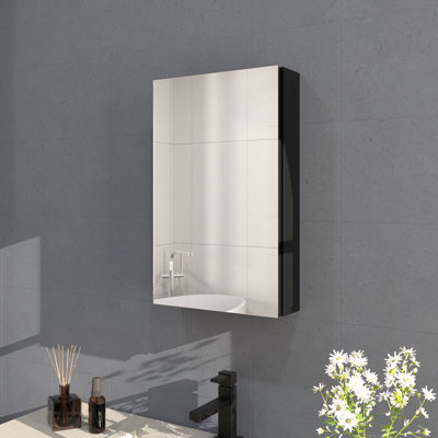 Flicker 15 in. W x 24 in. H Medicine Cabinet Mirror in Matte Black