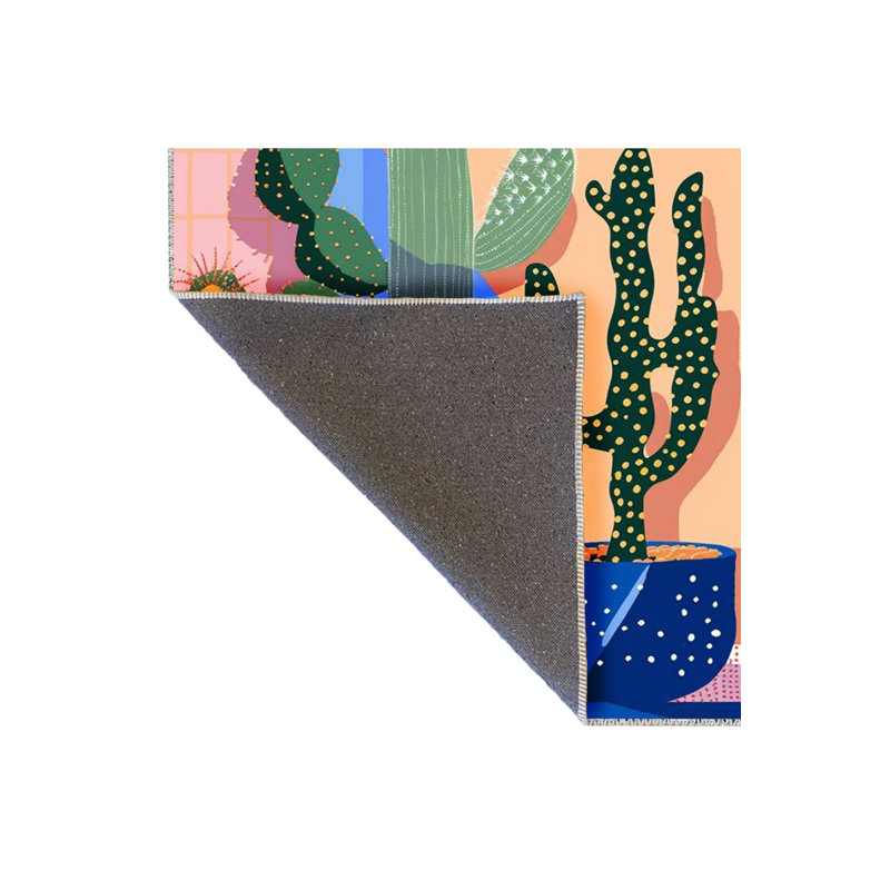 Tapis multicolore abstrait à motif de cactus à motifs tissés, Sous-tapis rectangulaire de 3 pi 3 po x 4 pi 11 po