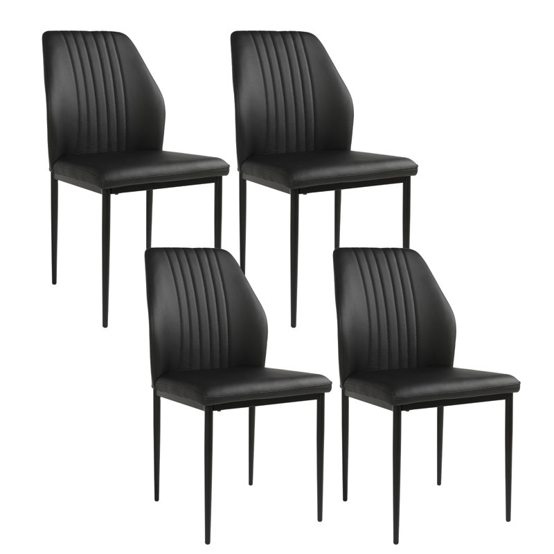 Cotton 35'' Modern Kitchen Dining Chair, Dining Room Chairs with Stable Steel Legs, Upholstered Solid Back Side Chair(Set of 4)