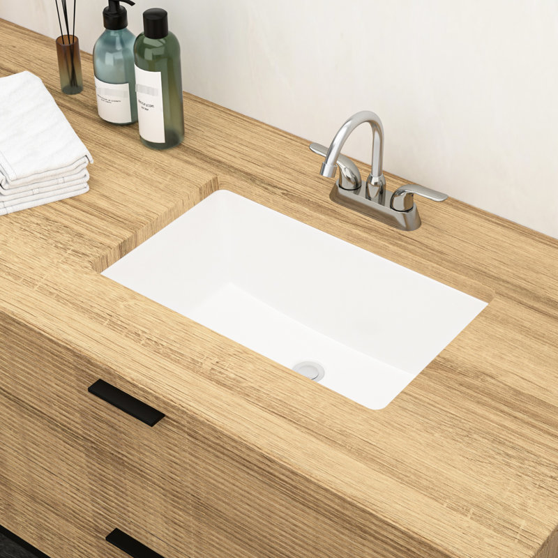 Lavabo de salle de bain encastré en céramique blanc de 21 po x 13 po, surface de teinture, idéal pour plusieurs réglages de l'acide rectangulaire, faible absorption d'eau, grande variété d'espaces