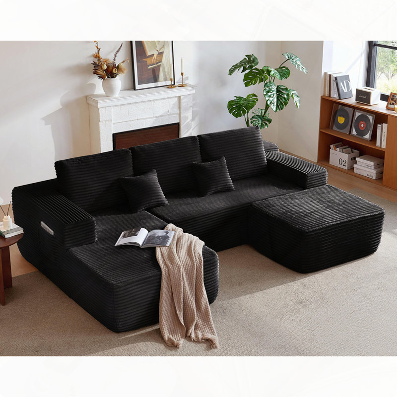 Canapé modulaire en U 104 po, Gris anthracite