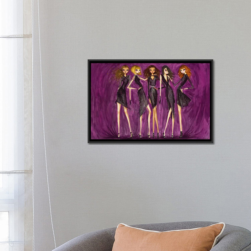Reproduction d’art sur toile, H 18 po x l 26 po x P 1,5 po, Toile avec cadre noir, Pas de tapis