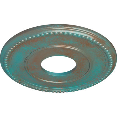 Endurathane Bradford Ceiling Medallion, 12 1/2"OD x 3 7/8"ID x 3/4"P (Fits Canopies up to 6 5/8"), Hand-Painted Pale Gold Finish