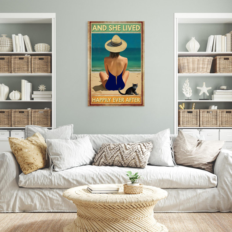 Chido Beach And She Lived Happily - 1 pièce, impression sur toile tendue sur toile tendue, H 20 po x l 16 po x P 1,25 po