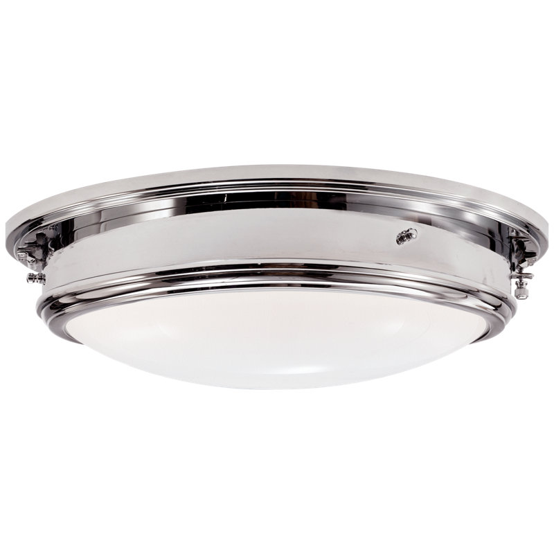 Ralph Lauren Marine Porthole Flush Mount, Polished Nickel, 5.5"H x 16"W x 16"D
