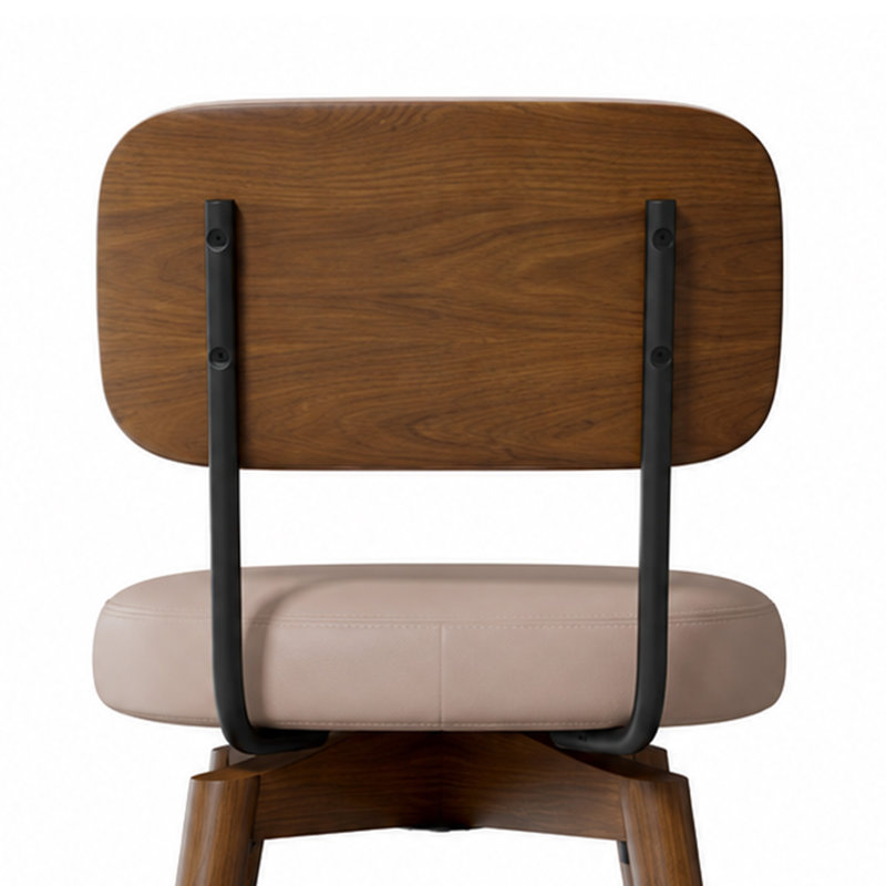 Tabouret de comptoir pivotant de 26 po avec siège en similicuir et pieds en bois, Kaki