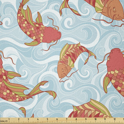 Desaulniers Koi Fishes Swimming in the Sea Waves Multi-Purpose Fabric