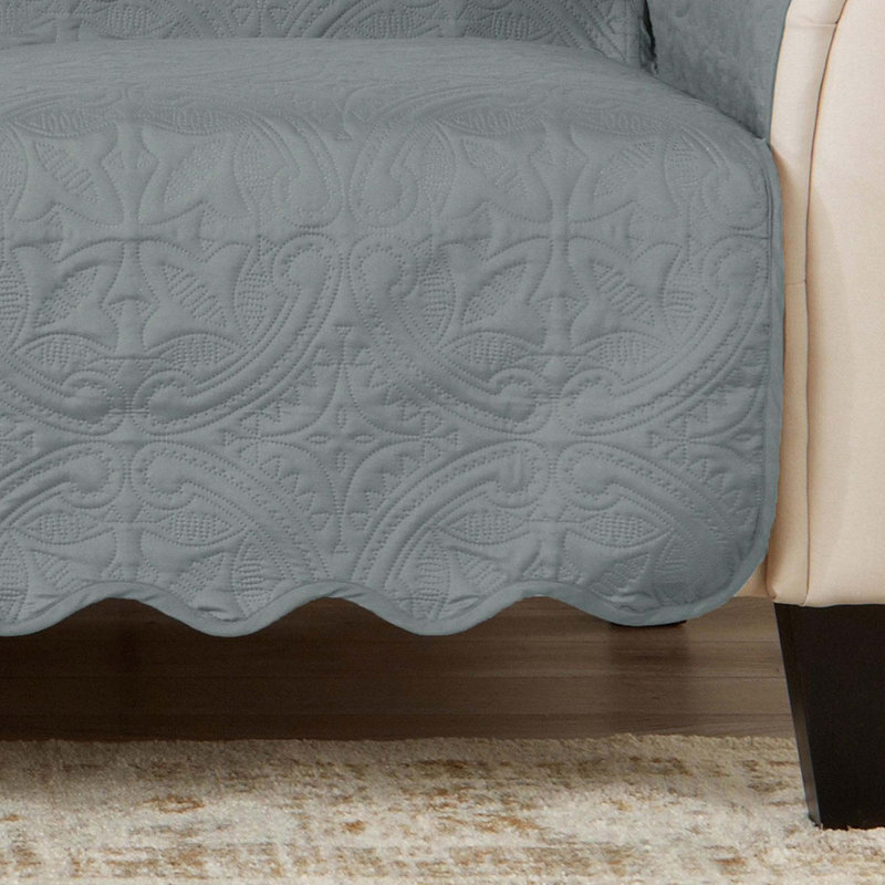 Housse réversible pour chaise de médaillon Medallion, Gris mirage / lin