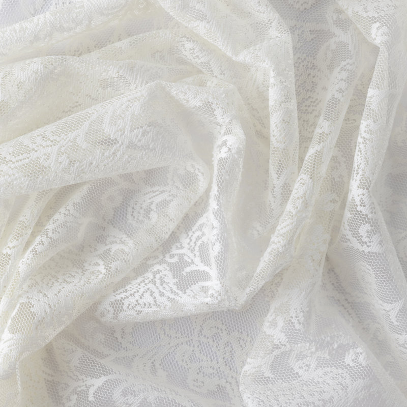 Passe-tringle en dentelle tissée avec cantonnière, Naturel