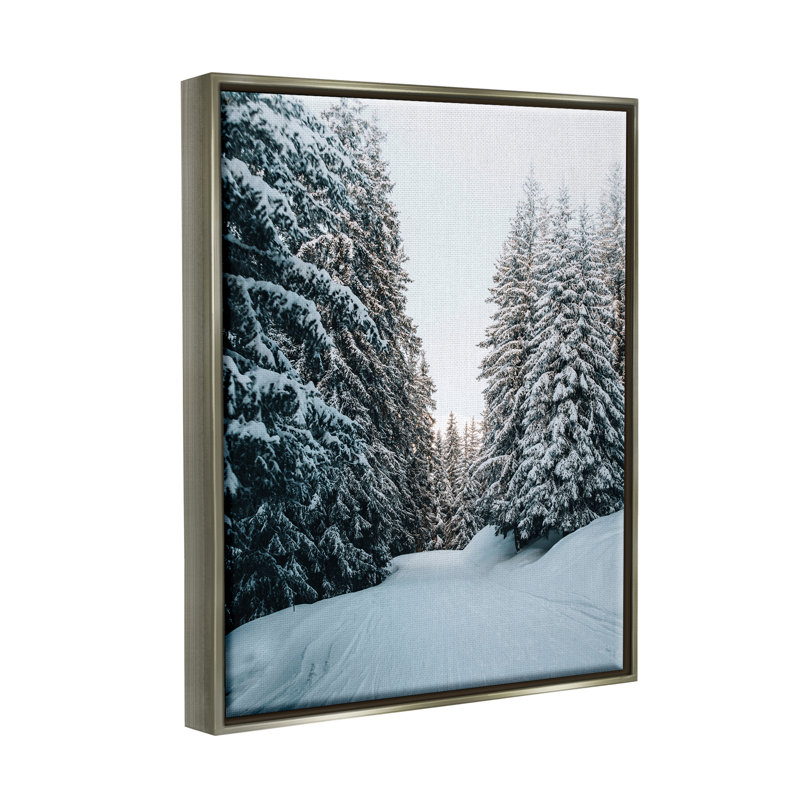 Snowy Ski Slopes sur impression sur toile, H 21 po x l 17 po x P 1,7 po, Cadre flottant gris lustré