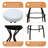 Set Of 2 Upholstered Round Bar Stools, 29'' Counter Height, With Footrest For Kitchen And Dining Room (Black & White) | Gift Idea-1172214837