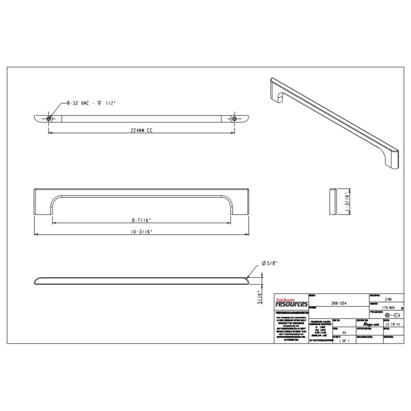 Leyton Bar Pull, Polished Nickel, 7 9/16"