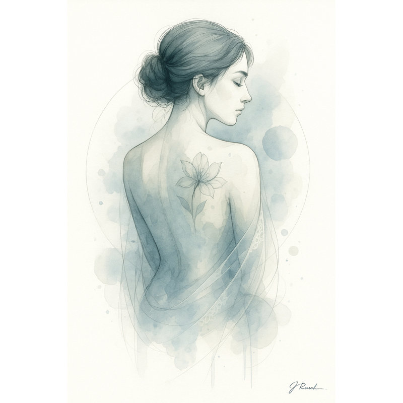 Art sur toile, "Quiet Blossom - Serene Floral Back", H 36 po x l 24 po