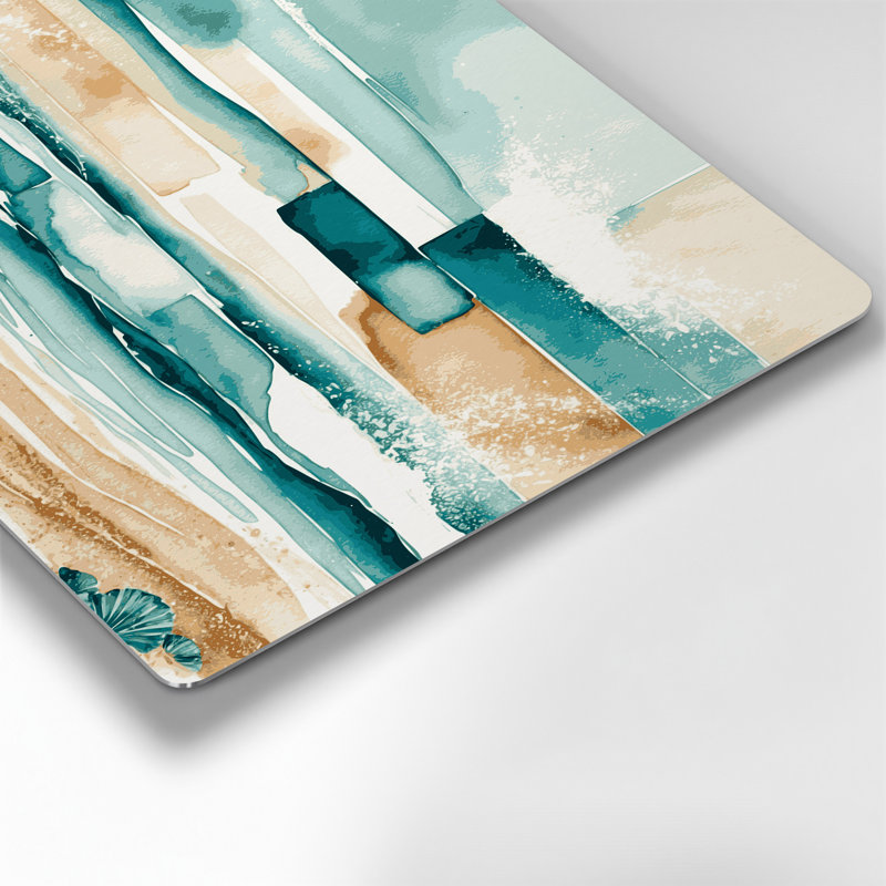 Art mural en métal beige Coastal Beach Block Deluxe, H 8 po x l 10 po