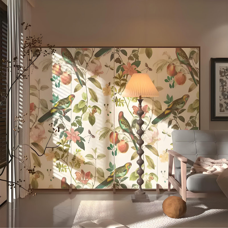Paravent floral, H 78,74 po x l 62,99 po x P 1,57 po