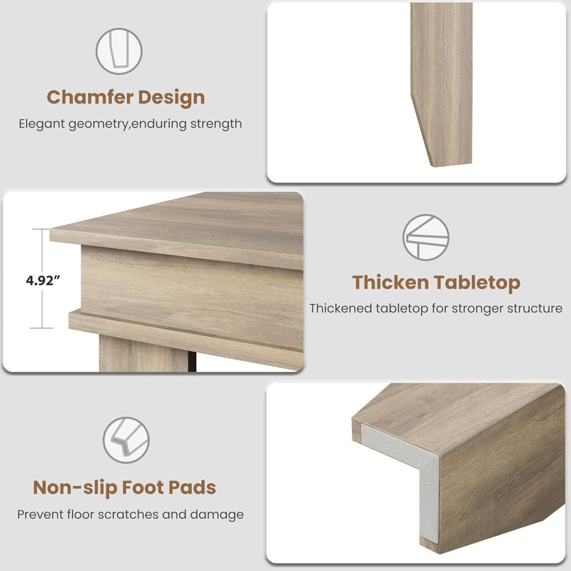 Table de salle à manger Farmhouse pour tables de cuisine longues de 6-8, 71 po avec structure en bois robuste, grande table rectangulaire pour la maison, chêne naturel