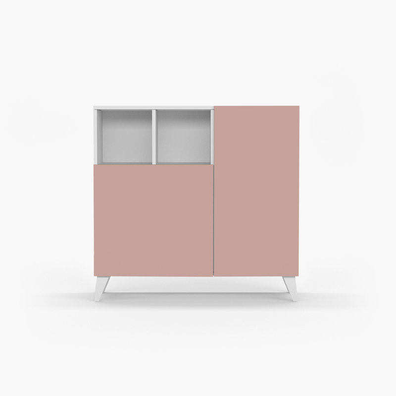 12 Pair Shoe Storage Cabinet, White/Pink