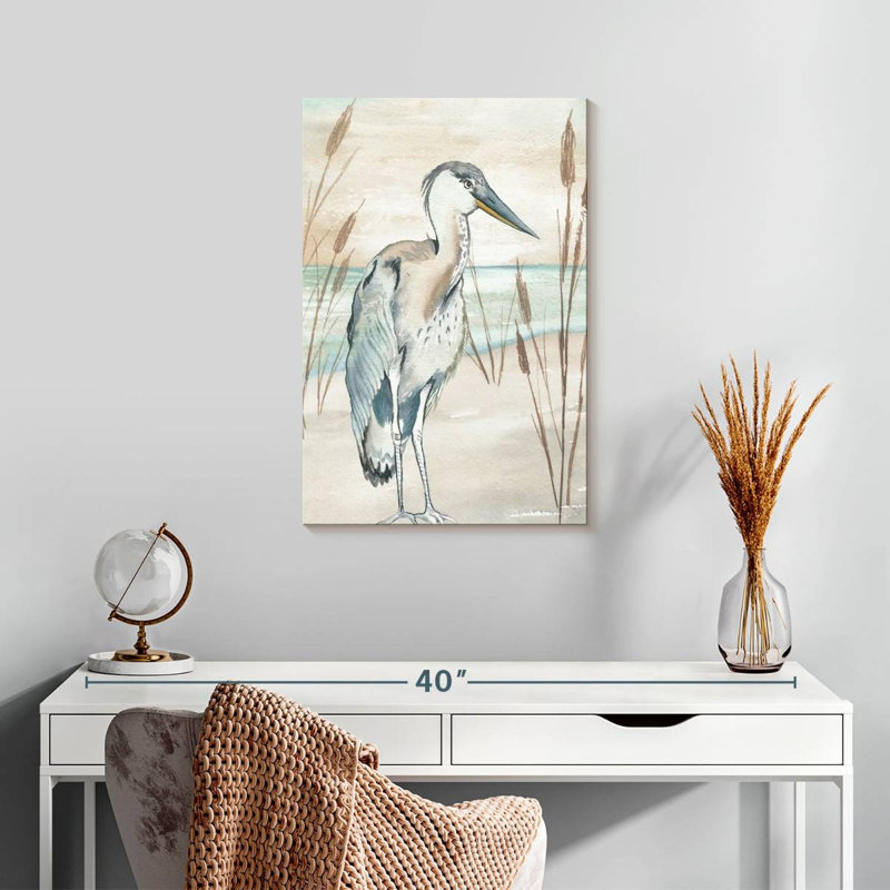 Brampt Heron By Beach Grass I, 24" H x 16" W