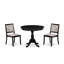 L'ensemble de salle à manger 3 pièces comprend une table de cuisine ronde avec plateau de table noir brossé et 2 chaises empilables en tissu de polyester, noir brossé-778365747