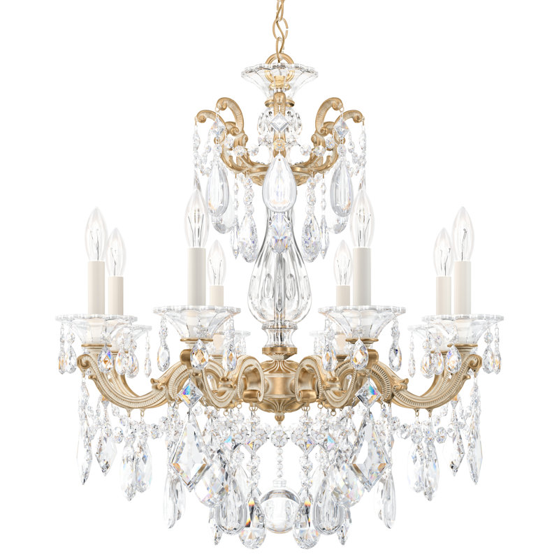 La Scala 8 - Light Glass Chandelier, Etruscan Gold, Handcut Clear