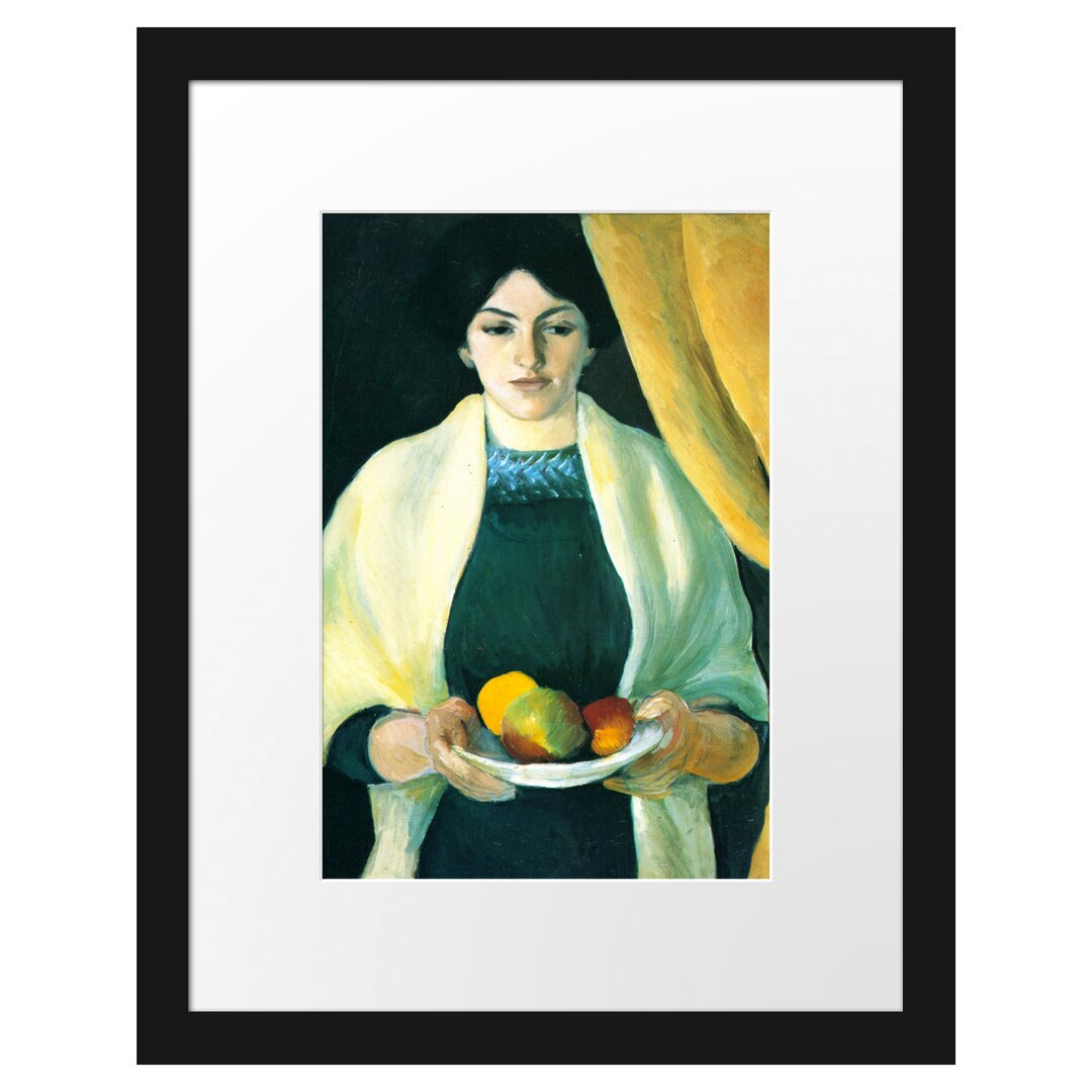 Gerahmter Kunstdruck Artist's Wife with Apples von August Macke