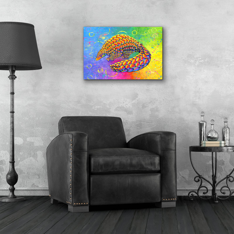 "Pangolin psychédélique" par Rebecca Wang Art, H 16 po x l 24 po x P 0,2 po