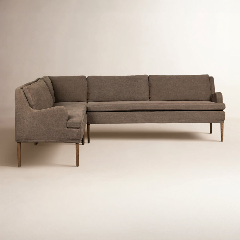 Aurelia Modular 3-Piece Slipcover Sectional, Right Hand Facing, 34.5" H x 114.5" W x 76" D, Broadway Coffee Linen