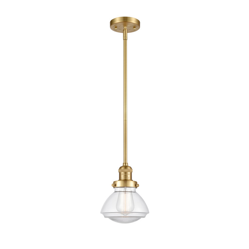 Luminaire suspendu simple à 1 lumière Chesterville, Blanc mat, Ampoule non incluse, Or satiné