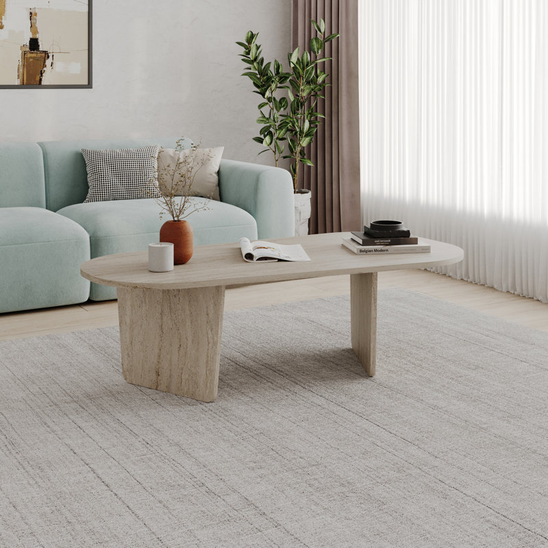 Coffee Table, Large 130cm Oval Coffee Table Travertine