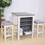 Comptoir 3 pièces avec rangement, style moderne, construction, installation rapide, sièges rembourrés, tablettes latérales, plateau de table blanc délavé, assemblage, tabourets peu encombrants, bois massif rétro Easy +, encastré