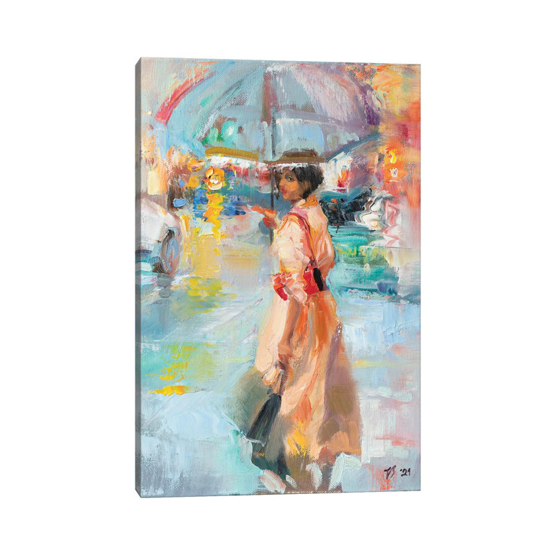 Unknown Girl Under the Umbrella 1 Piece Wrapped Canvas Painting, 20.32 cm H x 30.48 cm W