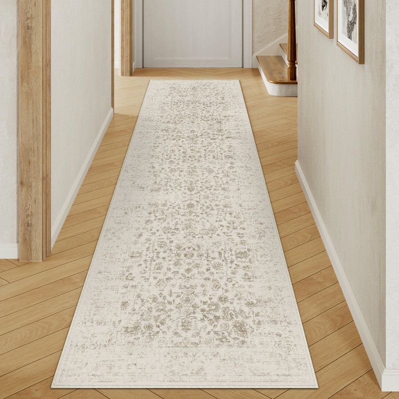 Tapis d'intérieur floral lavable à la machine avec envers antidérapant Suam, Tapis de couloir 2 pi x 8 pi