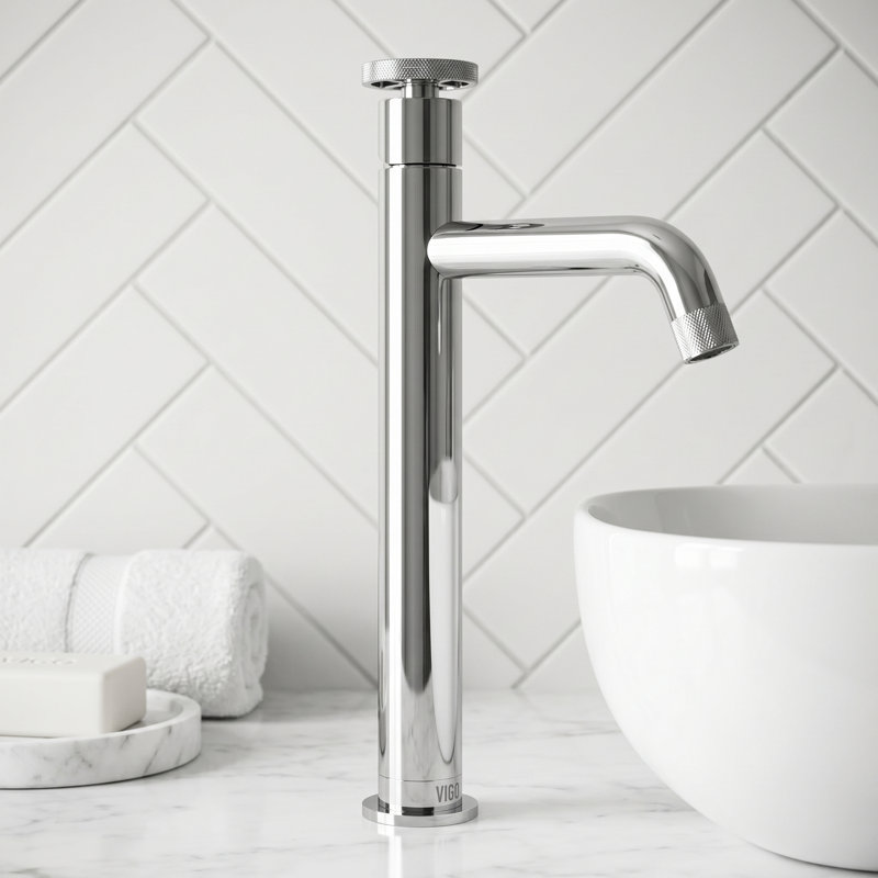 Cass 12" H Single Handle Vessel Sink Bathroom Faucet, Chrome
