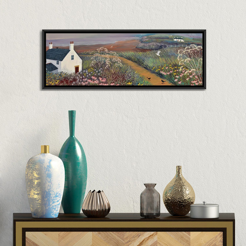 Sea Mist by Jo Grundy - Panoramic Print on Canvas, Black Framed Canvas, 30.48 cm H x 91.44 cm W