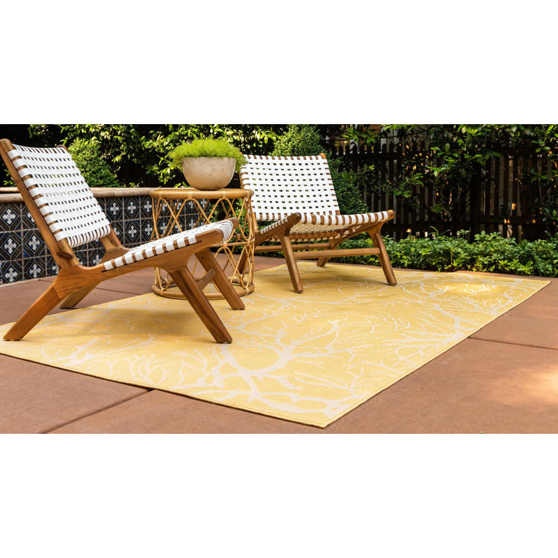 Tapis intérieur / extérieur floral Raelene, Rectangle 2 pi x 3 pi