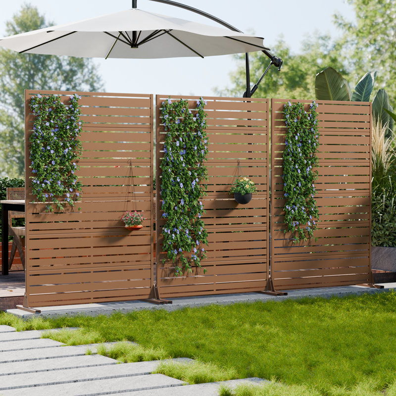H 72 po x l 47 po x P 16 po avec écran d'intimité en métal et panneau de clôture en treillis pour terrasse, Brun