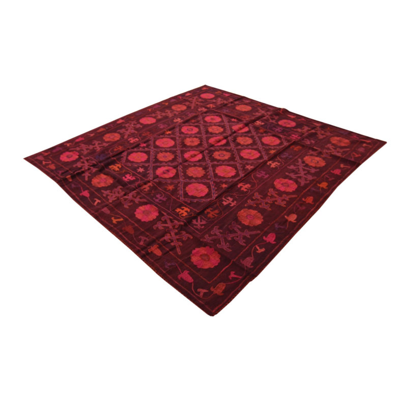 6 Ft Square Ponce Burgundy Rug