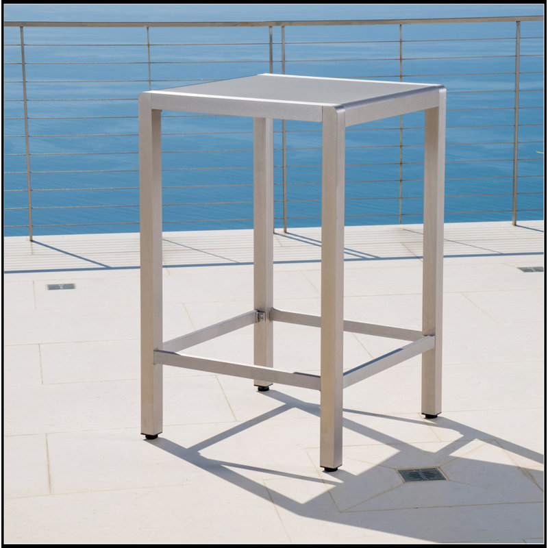 43 Inch Outdoor Aluminum Frame Bar Table With Top, Weather-Resistant And Durable For Patio Use