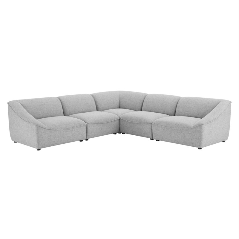 Comprise 5-Piece Sectional Sofa, Light Grey Velvet