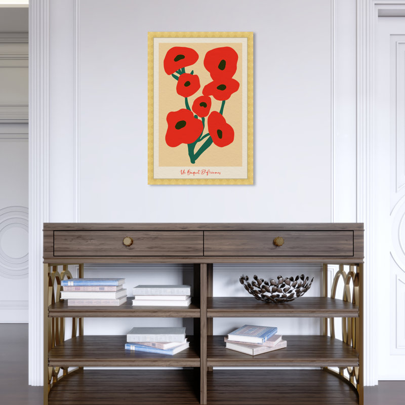 «Modern Modern Red Bouquet» par Joss & Main - reproduction de cadre photo, H 26 po x l 18 po, Or