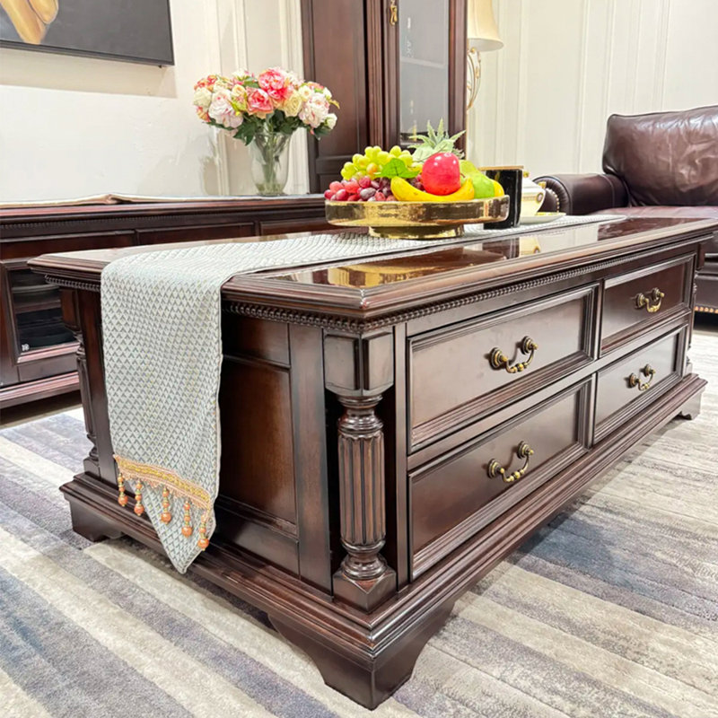 Retro American style solid wood coffee table, 20.5" H x 63" L x 33.5" W