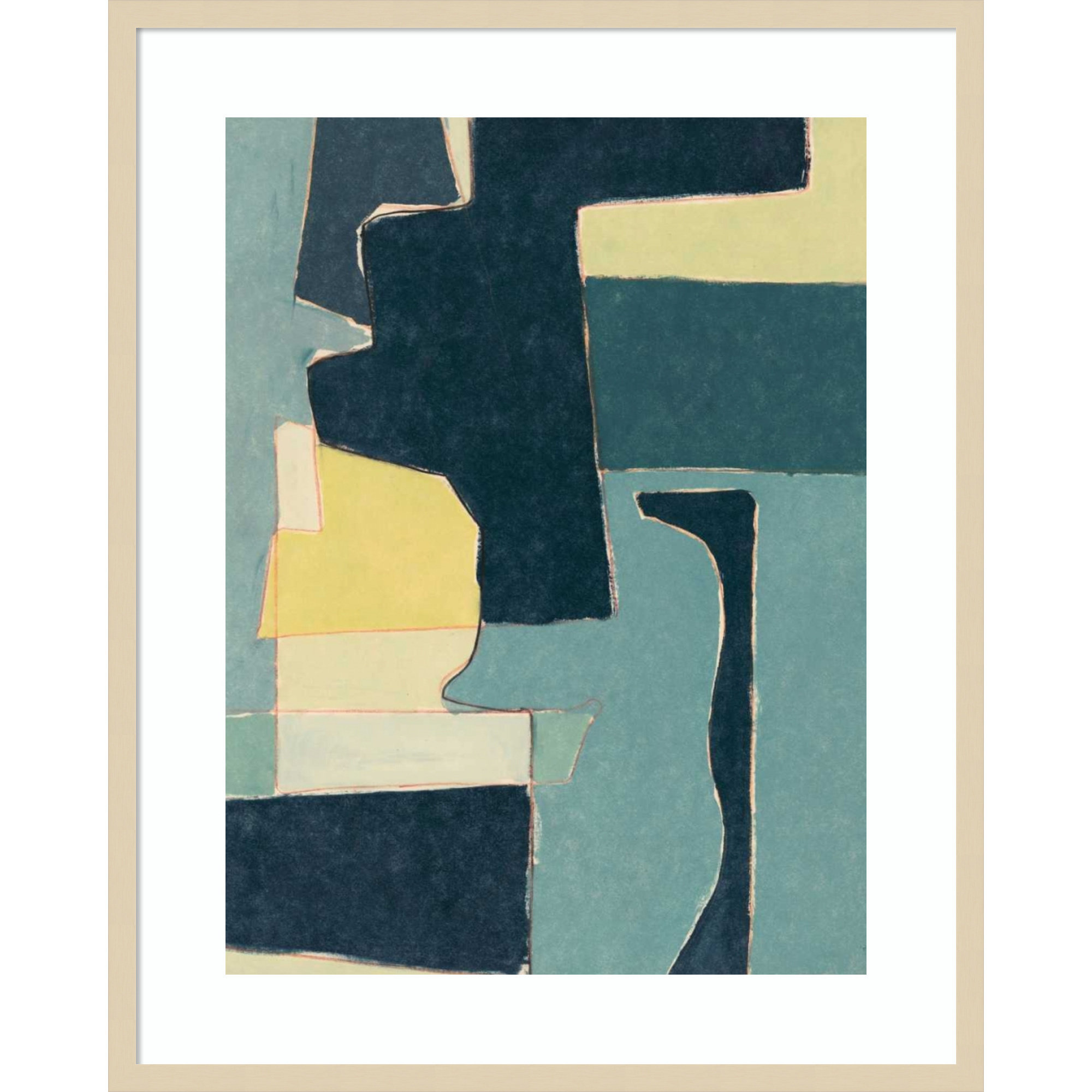 Blue Note II by Rob Delamater., 41.38" H x 33.38" W x 0.88" D, Natural Framed Paper