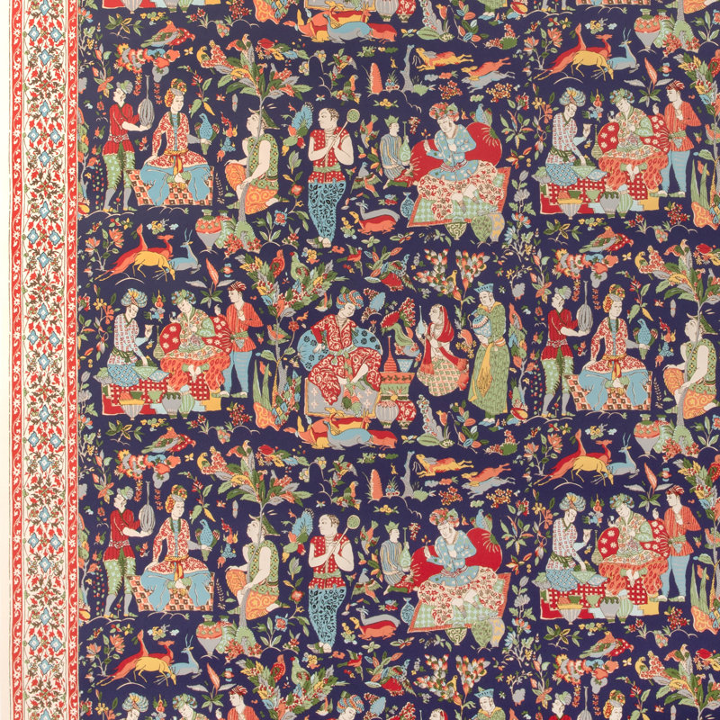 La Menagerie Shalimar Toile Paper Roll, Navy/Red