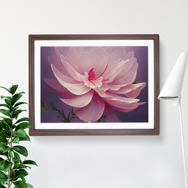 Creative Carnation Flower - Single Picture Frame Print, Walnut, 25cm H x 34cm W x 2cm D