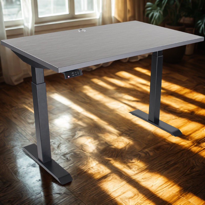 Skyscraper Electric Height Adjustable Standing Desk, Dual Motor and Digital Control with Memory, 48x30, Charcoal Strand Top with Black Frame