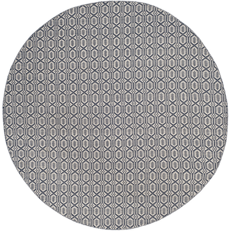 Melaina Hand Woven Cotton Geometric Rug, Round 6'