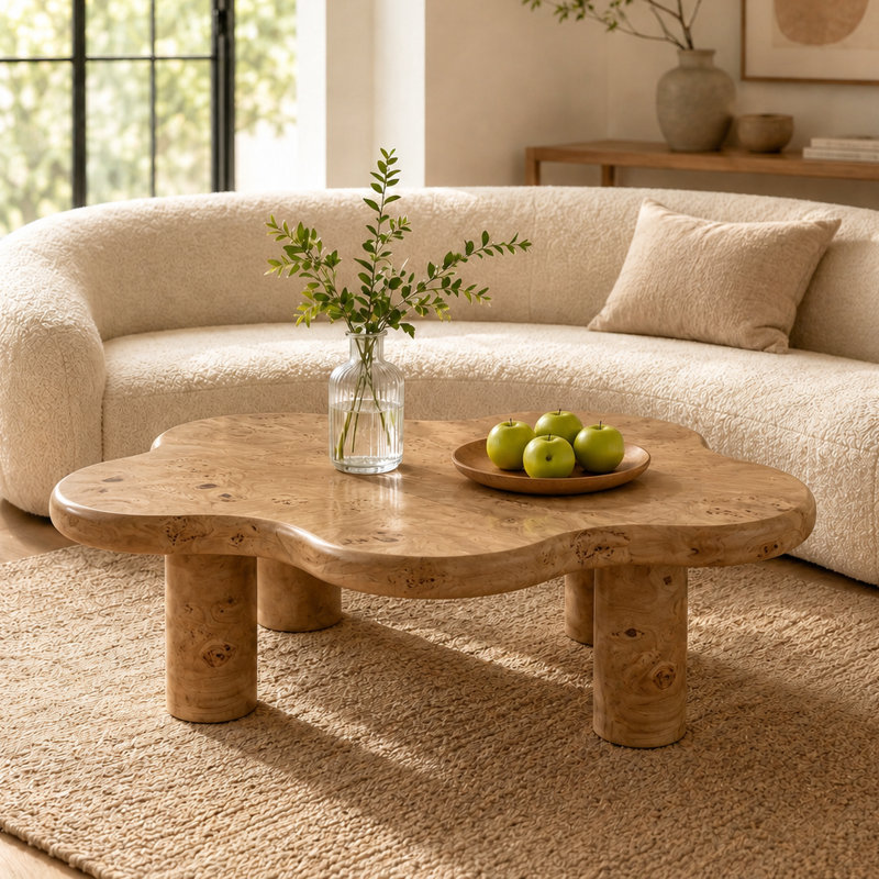 Table basse d'appoint Playful Modern Cloud Silhouette, Natural Wood